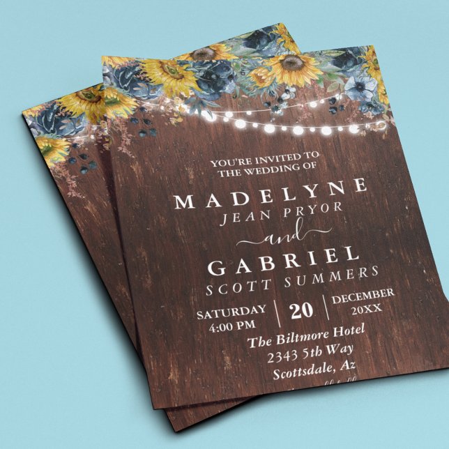 Winter Autumn Sunflower Wedding Floral  Rustic  Invitation (Creator Uploaded)