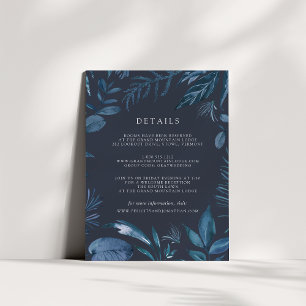 Winter Azure Blue Botanical Wedding Details Enclosure Card