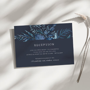 Winter Azure   Blue Botanical Wedding Reception Enclosure Card