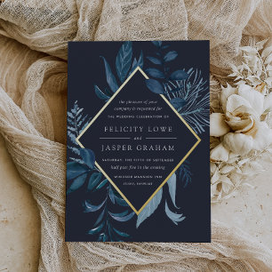 Winter Azure   Blue Watercolor Foliage Wedding