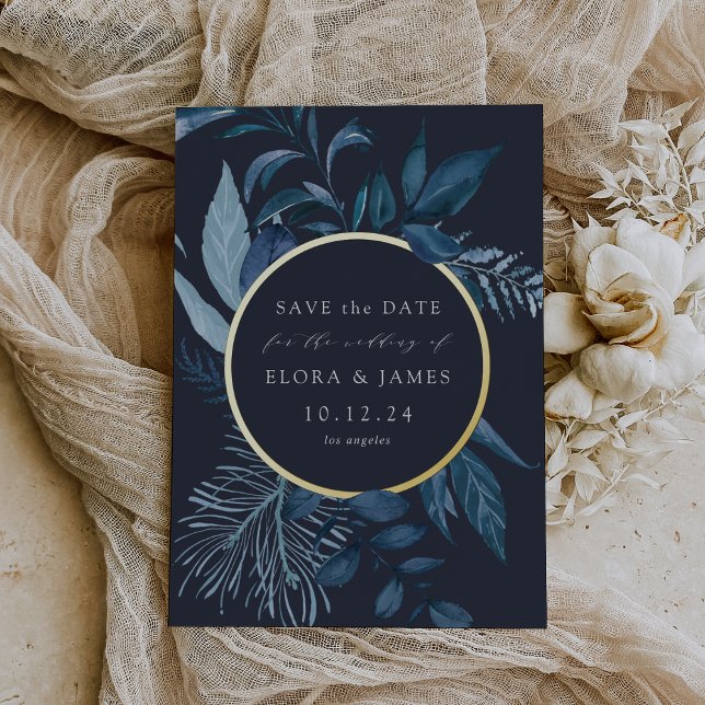 Winter Azure Foil Save the Date Card (Creator Uploaded)