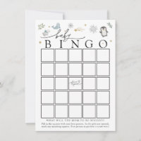Winter Baby Animals Baby Shower Bingo Game Card