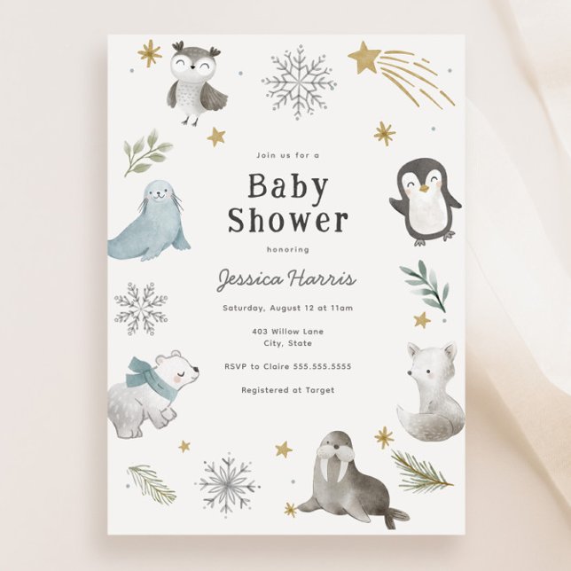 Winter Baby Animals Baby Shower Gender Neutral Invitation (Creator Uploaded)