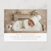 Winter Baby Announcement Postcard