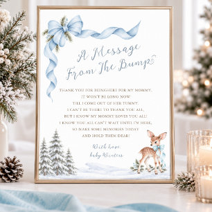 WInter Baby Boy Shower Message From The Bump Sign