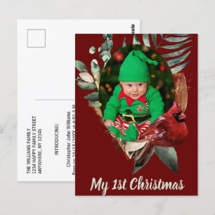 Winter Baby Christmas Photo Birth Announcement Postcard