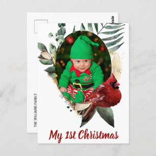 Winter Baby Christmas Photo Birth Announcement  Postcard