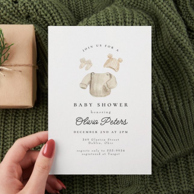 Winter Baby Clothes Gender Neutral Baby Shower Invitation (Creator Uploaded)