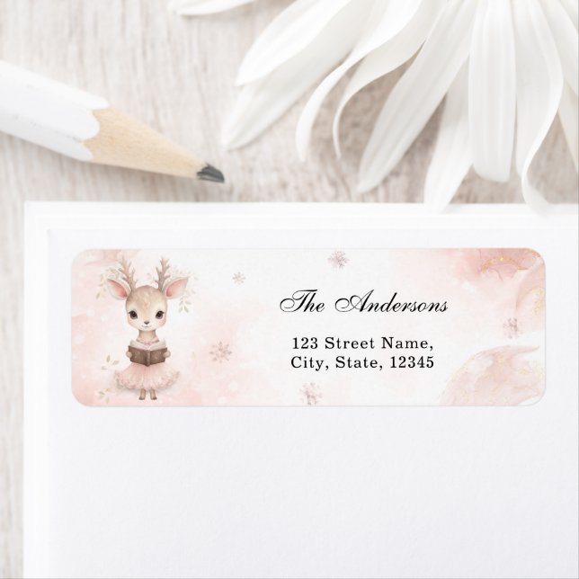 Winter Baby Girl Baby Shower Return Address (Insitu)