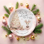 Winter Baby Girl Deer Baby Shower Paper Plates<br><div class="desc">The Winter Baby Girl Deer Baby Shower Paper Plates is the perfect blend of winter magic and soft elegance, creating an enchanting and heartwarming design. Adorable baby deer, delicately illustrated in a blush pink palette that adds warmth to the winter theme. The baby deer, embodies sweetness and innocence, making it...</div>