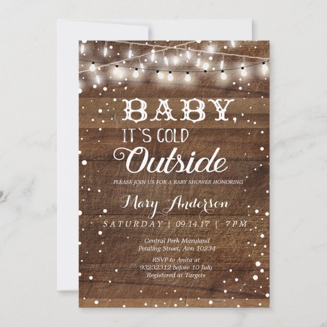 Winter Baby it’s cold outside baby shower invite (Front)