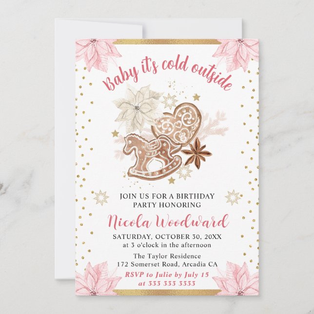 Winter Baby It’s Cold Outside Birthday Invitation (Front)