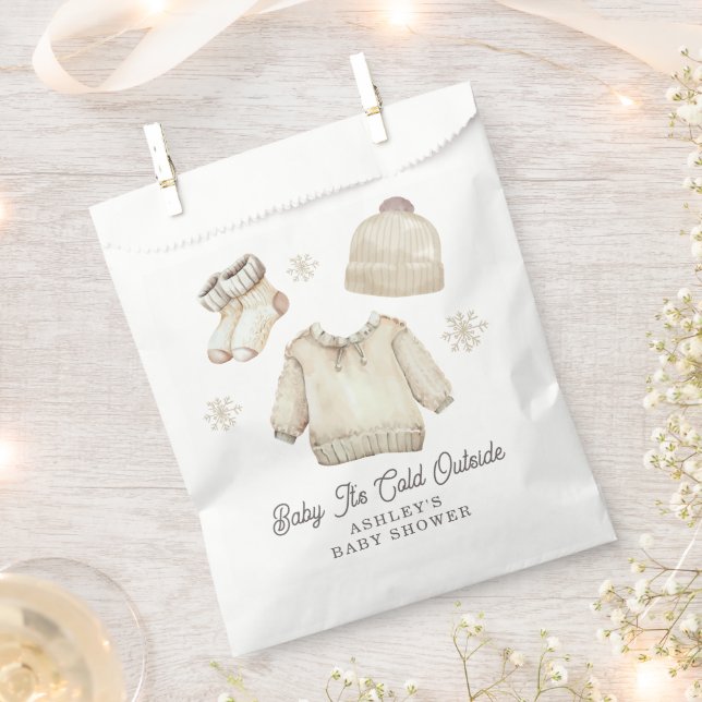 Winter Baby It's Cold Outside Baby Shower Snow Favour Bags (Clipped)