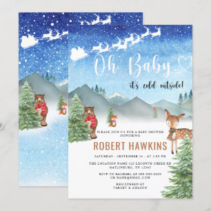 Winter Baby Its Cold Outside Boy Baby Shower Invitation