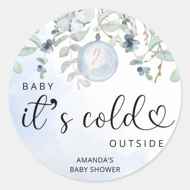 Winter Baby it's cold outside Classic Round Sticker (Front)