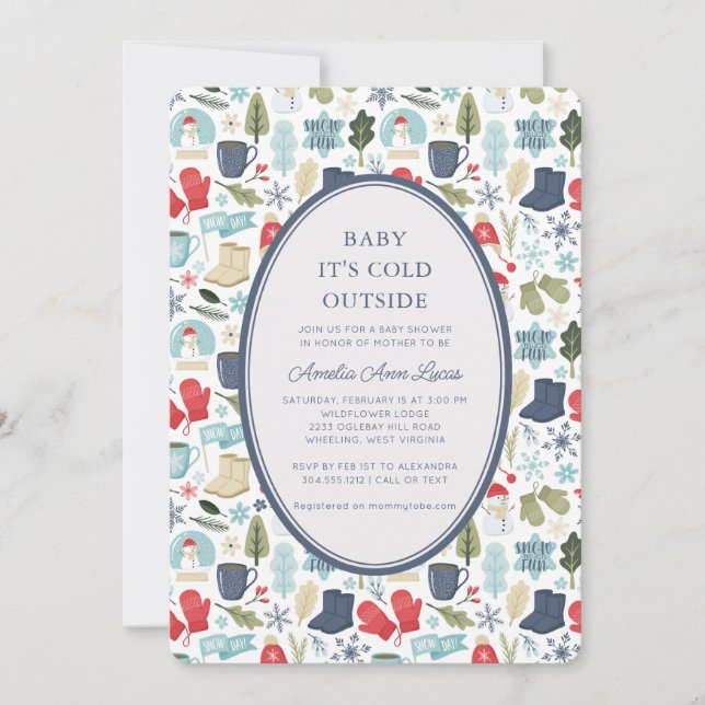Winter Baby It's Cold Outside Cute Baby Shower  Invitation (Front)