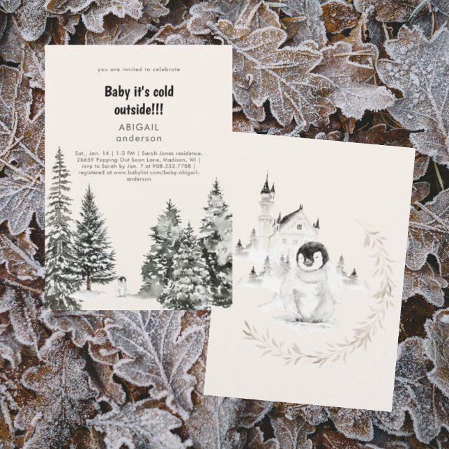 Winter Baby It's Cold Outside Frosty Trees Shower Invitation (Creator Uploaded)