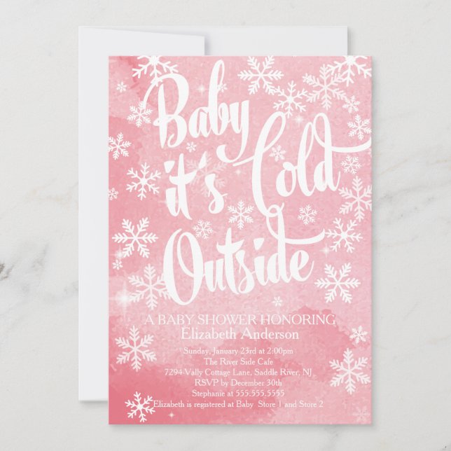 Winter Baby It's Cold Outside Girls Baby Shower Invitation (Front)