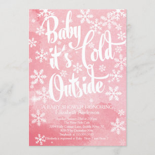 Winter Baby It's Cold Outside Girls Baby Shower Invitation