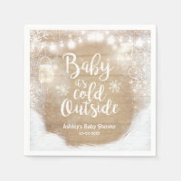 Winter Baby It's cold outside Rustic shower Napkin