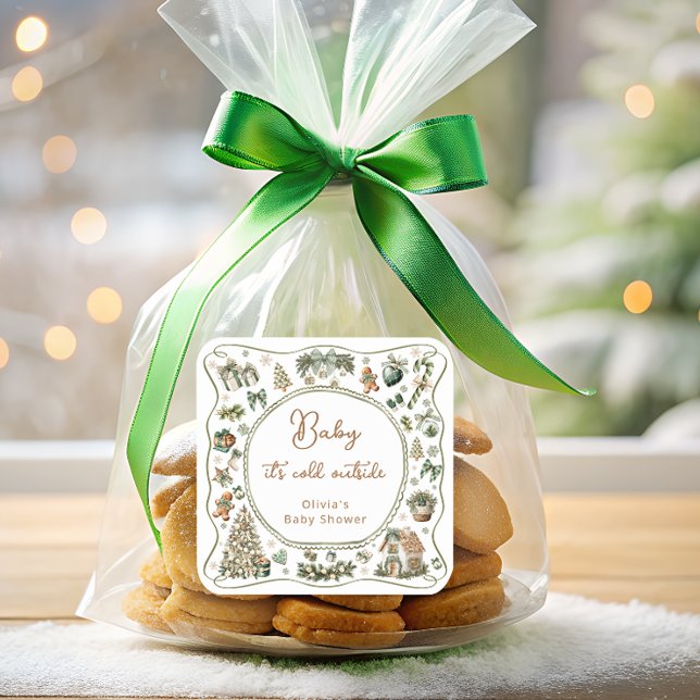 Winter Baby its Cold Outside Winter Baby Shower  Square Sticker (Creator Uploaded)