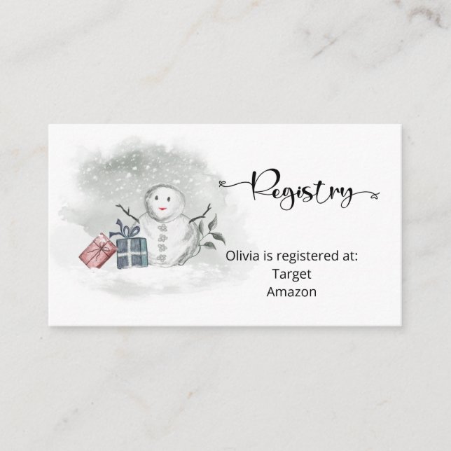 Winter Baby Registry Enclosure Card (Front)