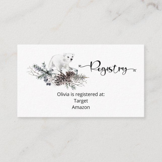 Winter Baby Registry Enclosure Card (Front)