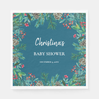 Winter Baby Shower Blue Napkin