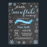 Winter Baby Shower Blue Snowflake Chalkboard Invitation<br><div class="desc">Winter Baby Shower invitation. Blue Snowflake. Boy Baby Shower Invitation. Winter Holiday Baby Shower Invite. Blue and White Snowflakes. Chalkboard Background. For further customisation,  please click the "Customise it" button and use our design tool to modify this template.</div>