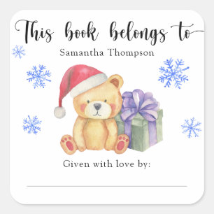 Winter Baby Shower bookplate, this book belongs to Square Sticker