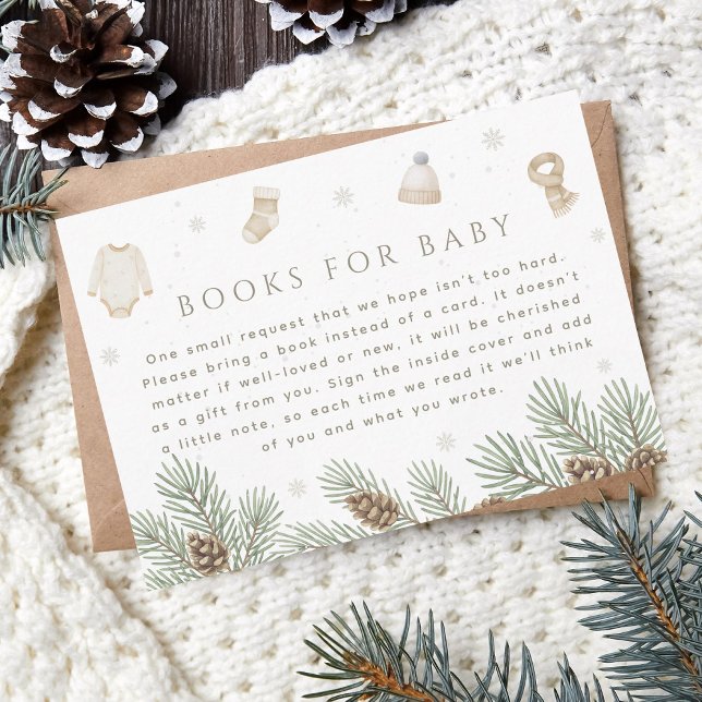 Winter Baby Shower Books for Baby Enclosure Card (Creator Uploaded)