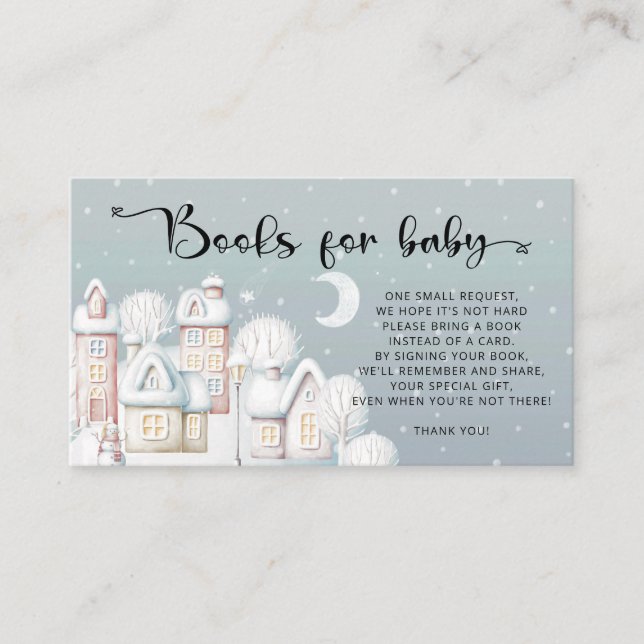 Winter Baby shower books for baby ticket Enclosure Card (Front)