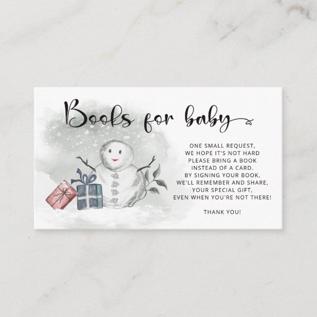 Winter Baby shower books for baby ticket Enclosure Card (Front)