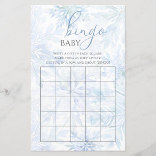 Winter Baby Shower Boy Blue Snowflake Bingo Game