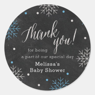 Winter Baby Shower Chalkboard Thank You Classic Round Sticker