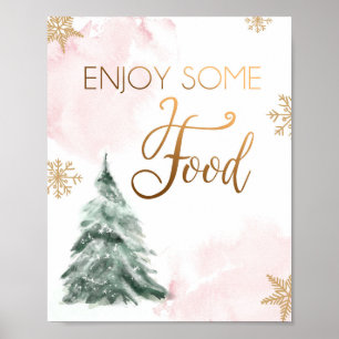 Winter Baby Shower Cold Outside Snowflakes Food Poster