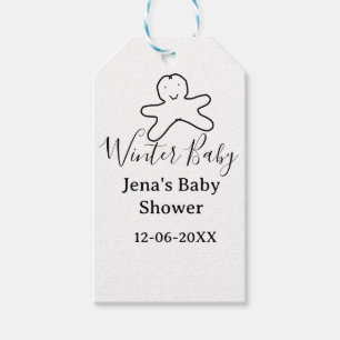 Winter baby shower cookie black scribble hand-draw gift tags