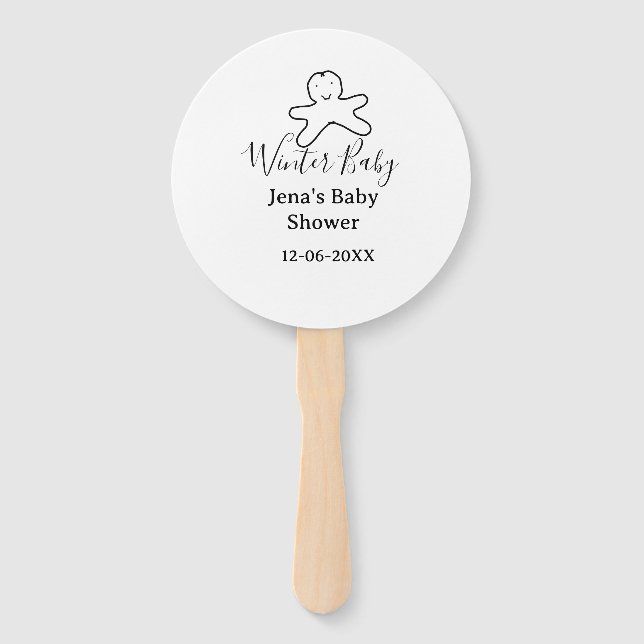 Winter baby shower cookie black scribble hand-draw hand fan (Front)
