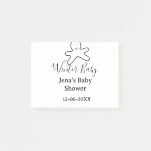 Winter baby shower cookie black scribble hand-draw post-it notes