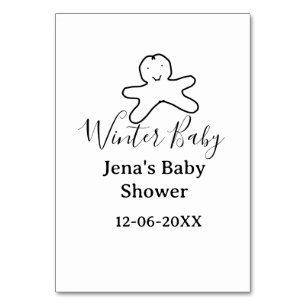 Winter baby shower cookie black scribble hand-draw table number