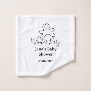 Winter baby shower cookie black scribble hand-draw wash cloth