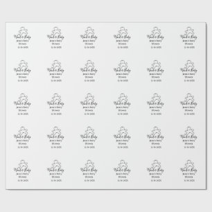 Winter baby shower cookie black scribble hand-draw wrapping paper