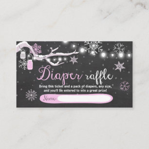 Winter Baby Shower Diaper Raffle Card Pink Girl