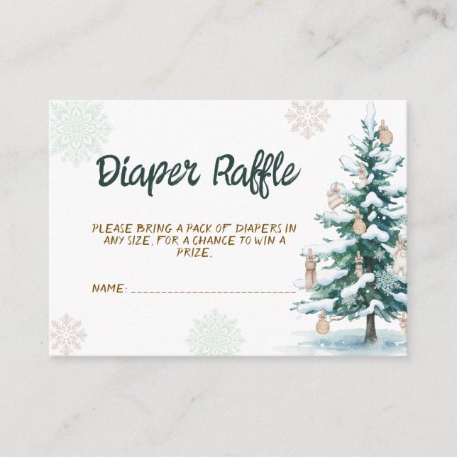 Winter Baby Shower Diaper Raffle Enclosure Card (Front)