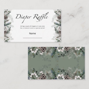 Winter baby shower diaper raffle ticket enclosure card