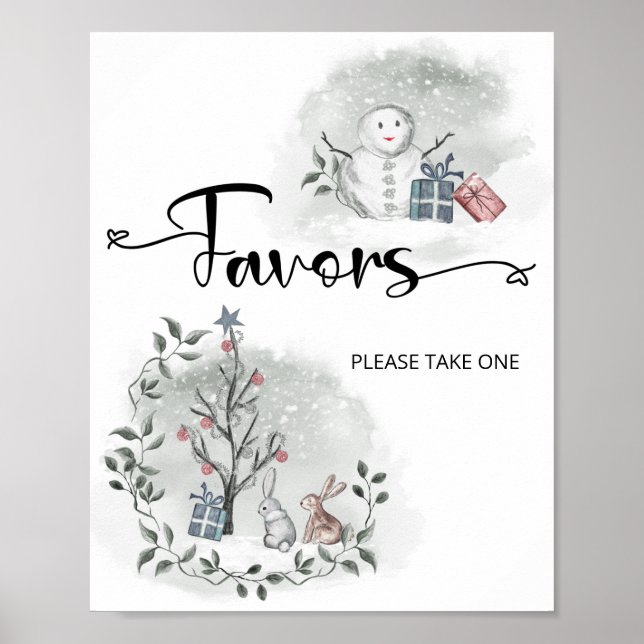 Winter baby shower Favors Poster (Front)