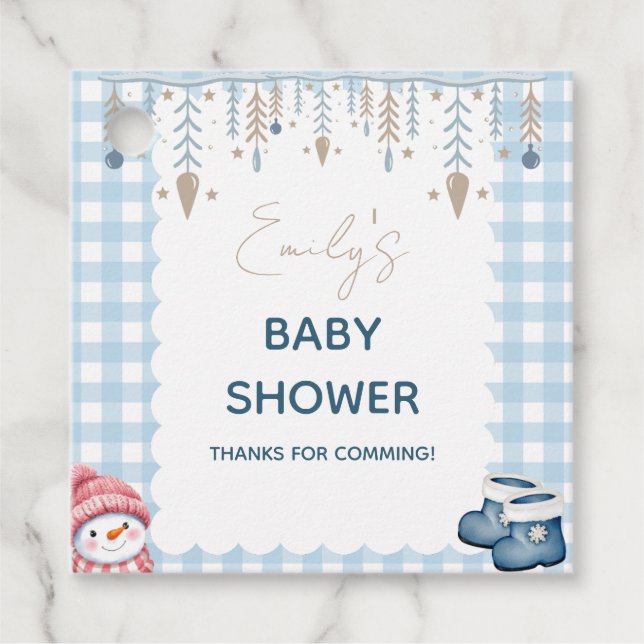 Winter Baby Shower Favour Tags Snowman (Front)