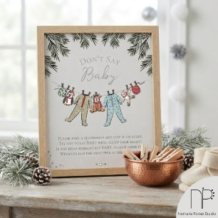 Winter Baby Shower Game Sign Don't Say Baby Poster