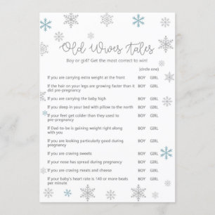 Winter Baby Shower Game w answer back 5x7 size Invitation