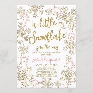 Winter Baby Shower girl a little snowflake Invitation